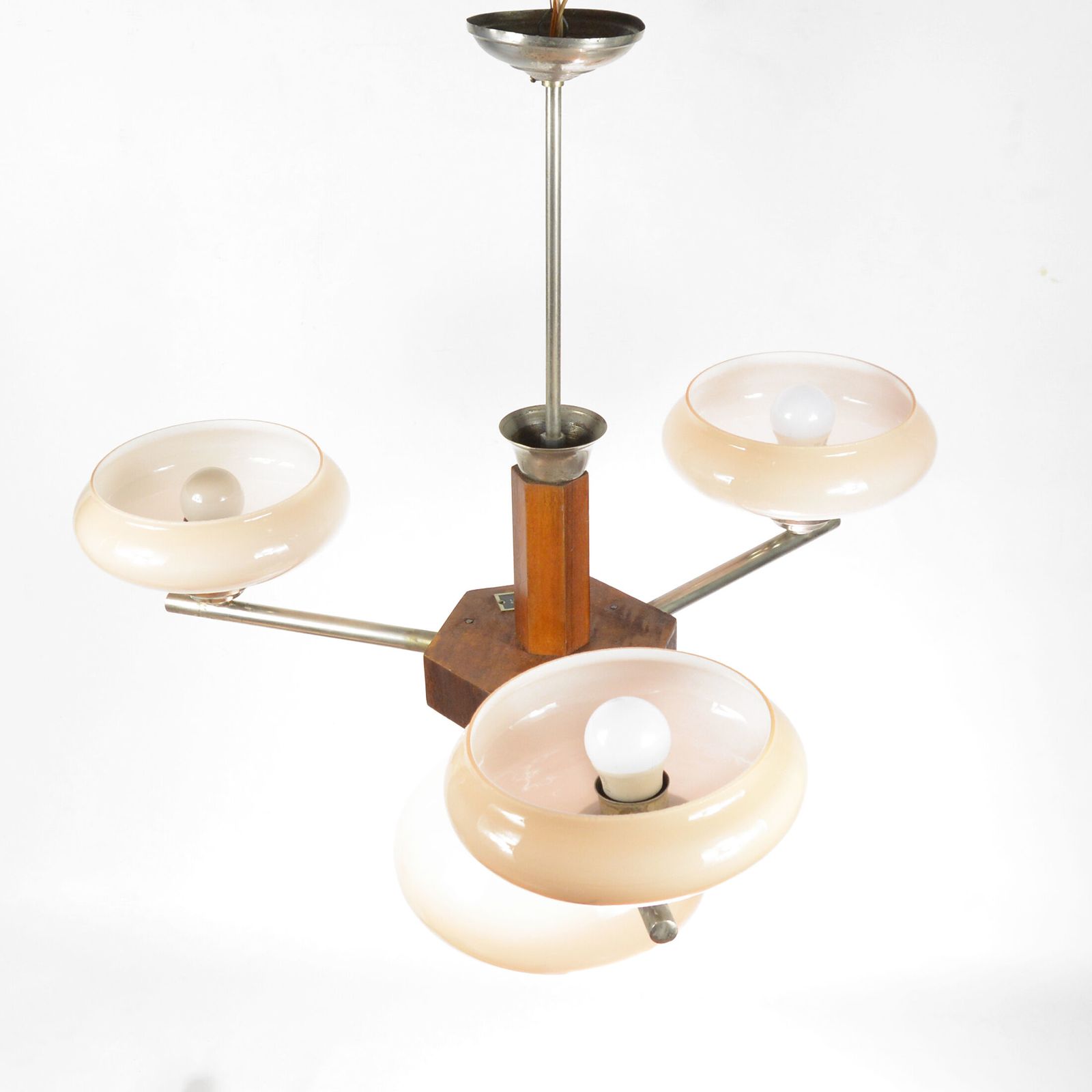 1950s Art Deco Chandelier Spółdzielnia Pracy Metal Kraków, Poland photo buy