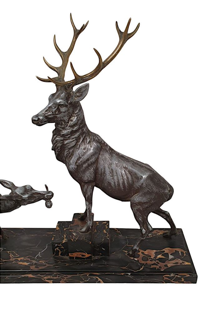 A Very Fine Art Deco Animalier Sculpture Of A Stag And Doe By L. A. Carvin photo vinterior