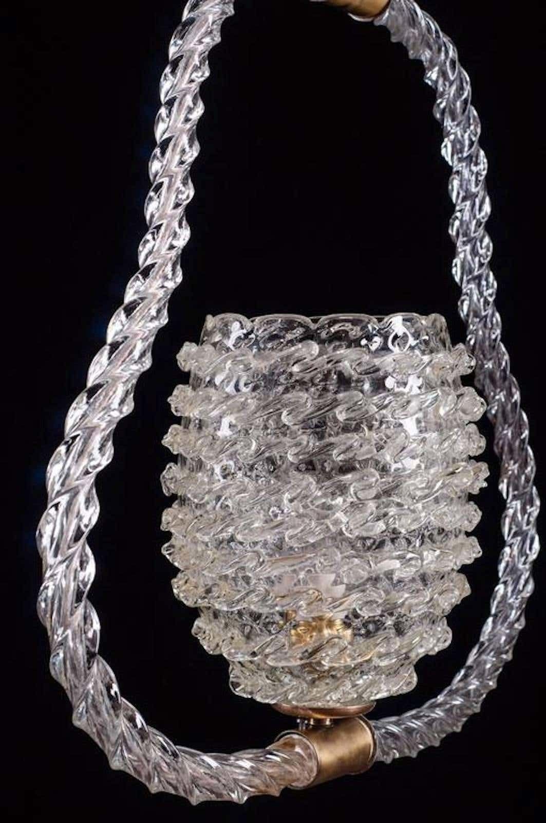 Charming Art Deco Pendant Chandelier By Ercole Barovier, 1940s photo for sale