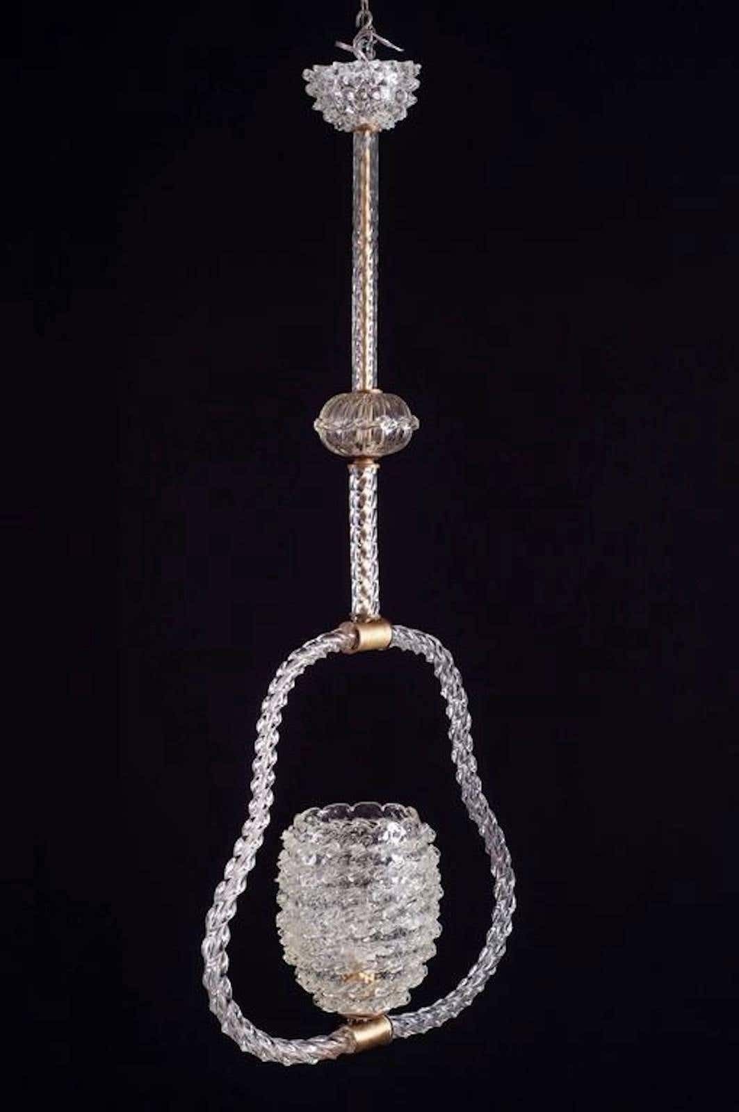 Charming Art Deco Pendant Chandelier By Ercole Barovier, 1940s photo vintage