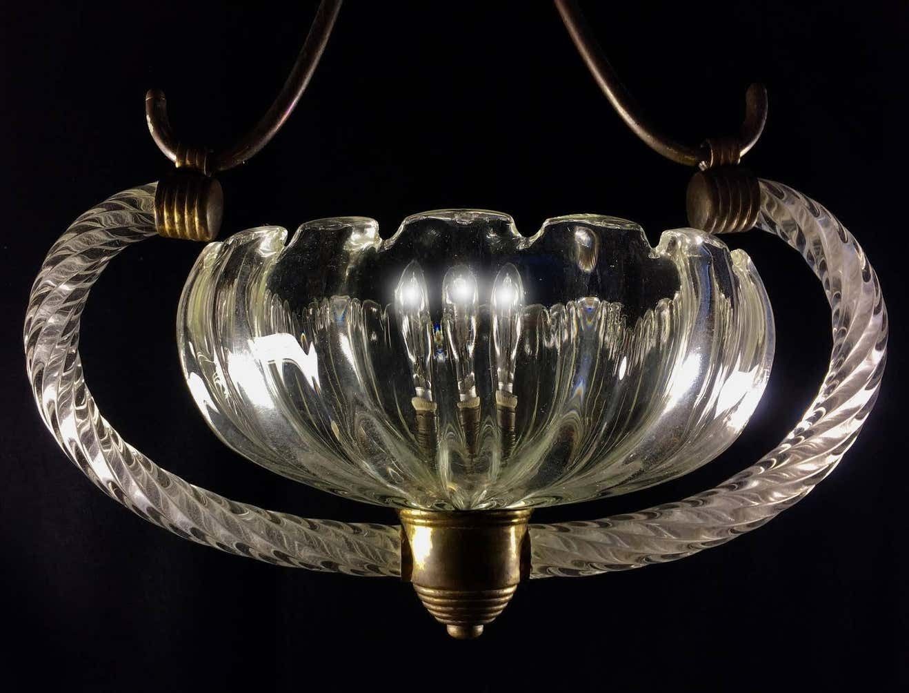 Charming Art Deco Italian Chandelier By Ercole Barovier, Murano, 1940 photo buy
