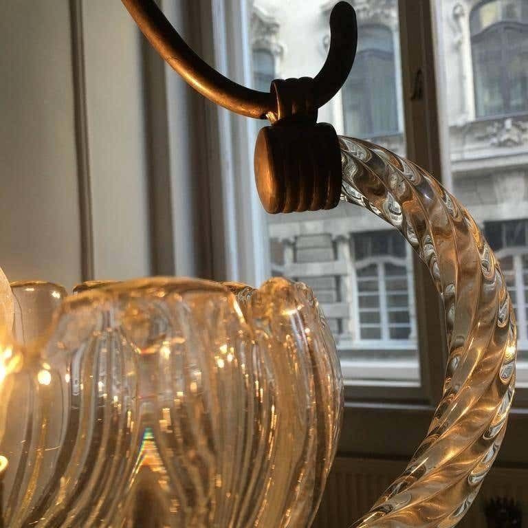 Charming Art Deco Italian Chandelier By Ercole Barovier, Murano, 1940 photo vintage