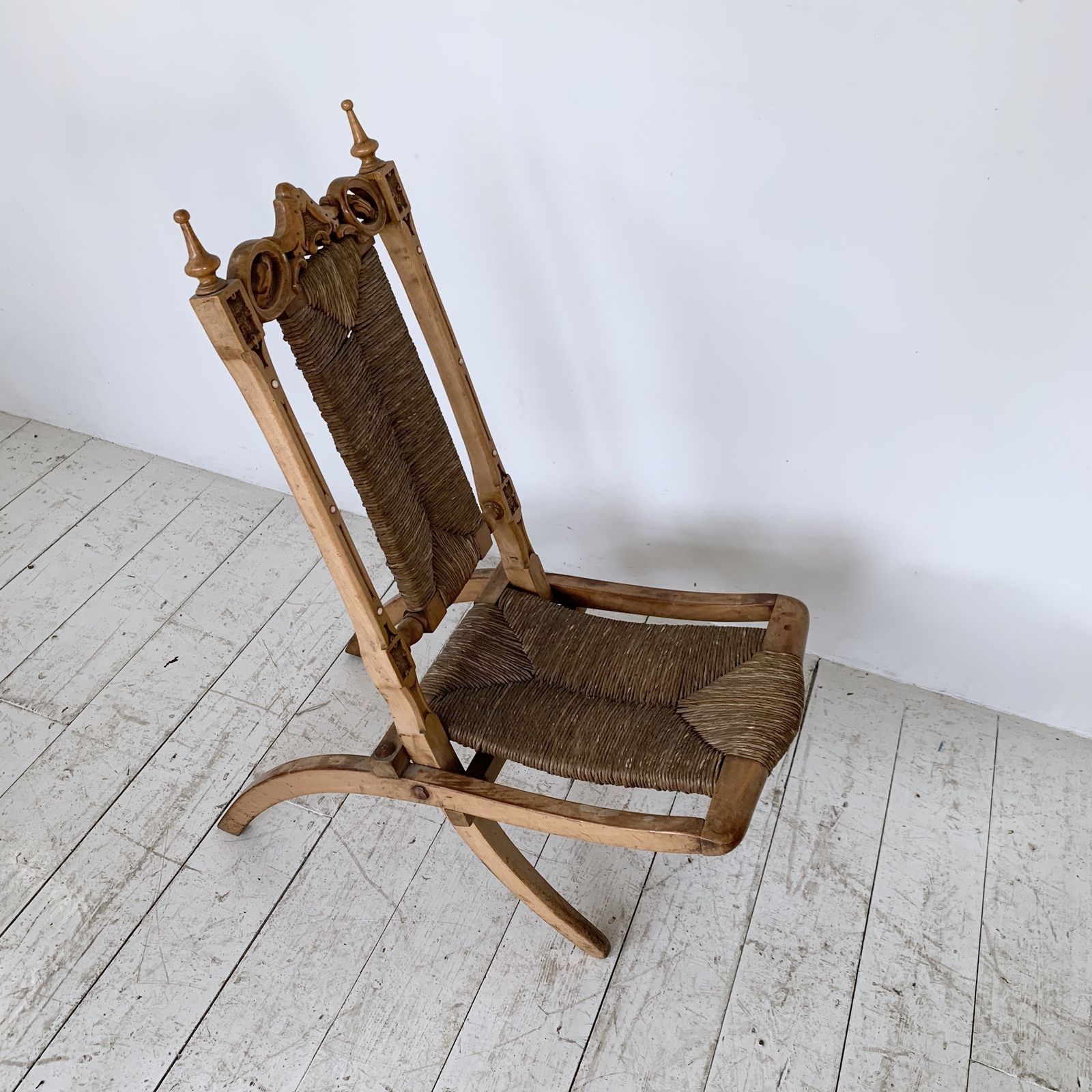 Small Folding Carved Campaign Chair photo furniture