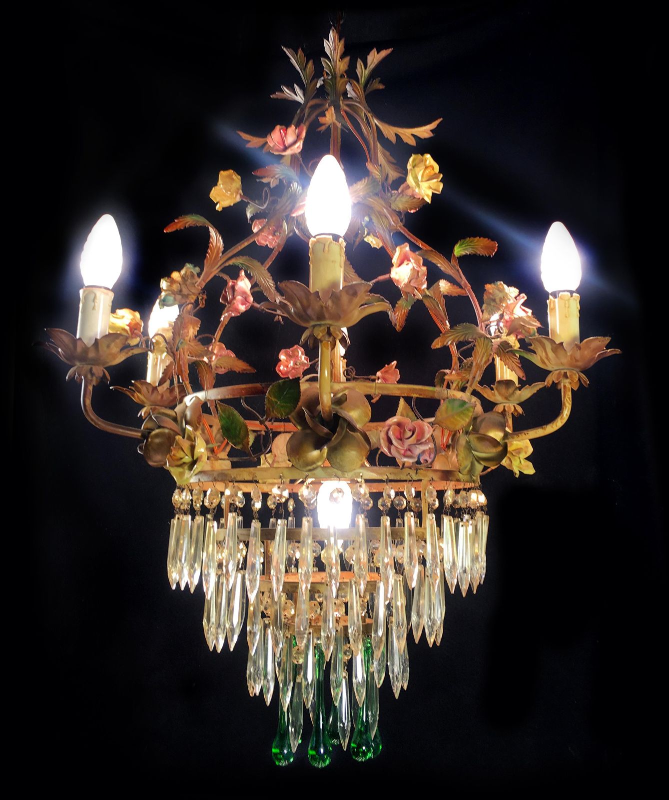 Mid 20th Century Fine Italian Chandelier, Murano, 1940 photo vintage