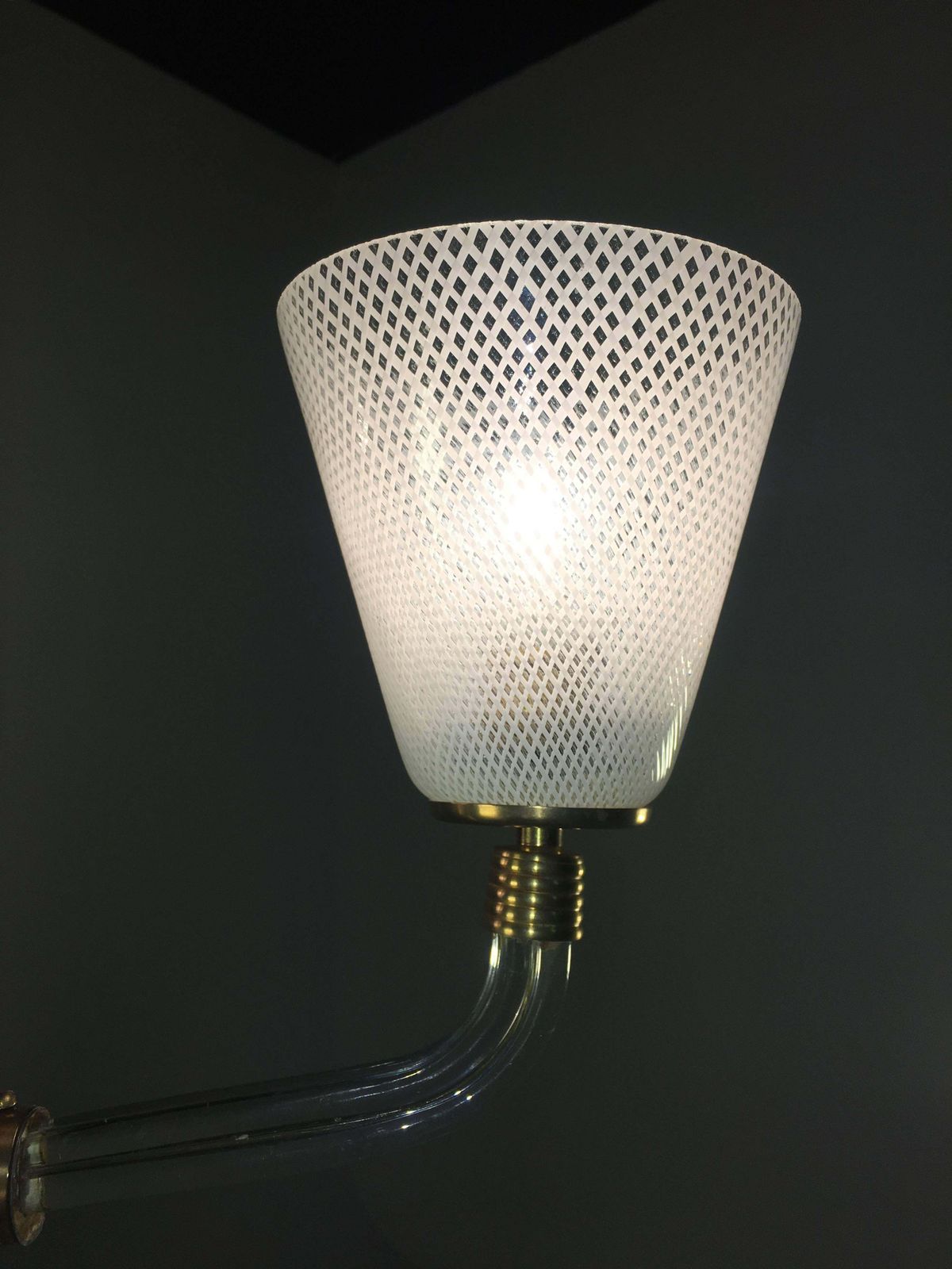photo vintage Adorable Pendant Chandelier "Reticello" By Venini, Murano, 1940s