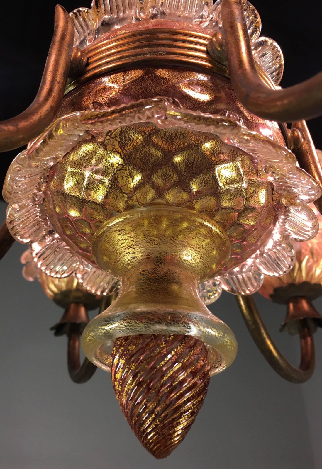 Pink And Gold Chandelier By Barovier & Toso, Murano, 1950 photo buy