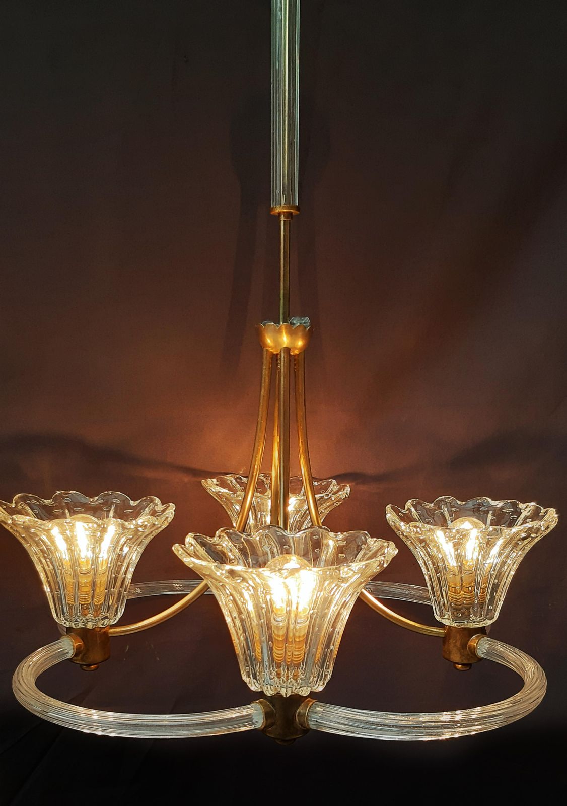 Art Deco Chandelier By Ercole Barovier, Murano, 1940 photo for sale