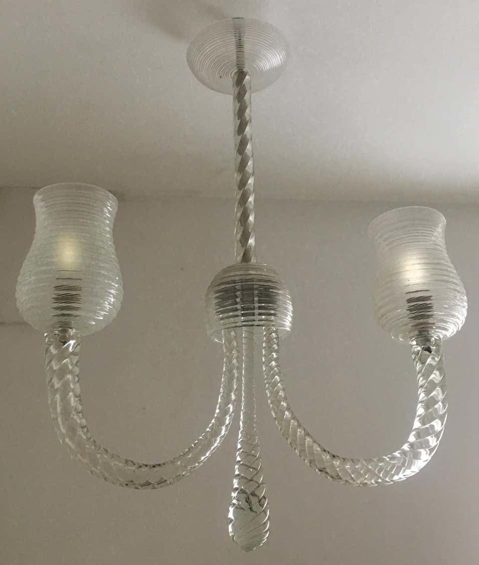 Art Deco Reticello Chandelier By Ercole Barovier, Murano, 1940s photo furniture