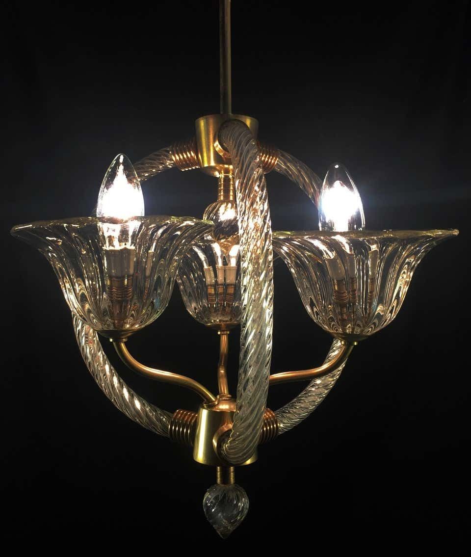 photo vintage Charming Italian Chandelier By Barovier & Toso, Murano, 1940