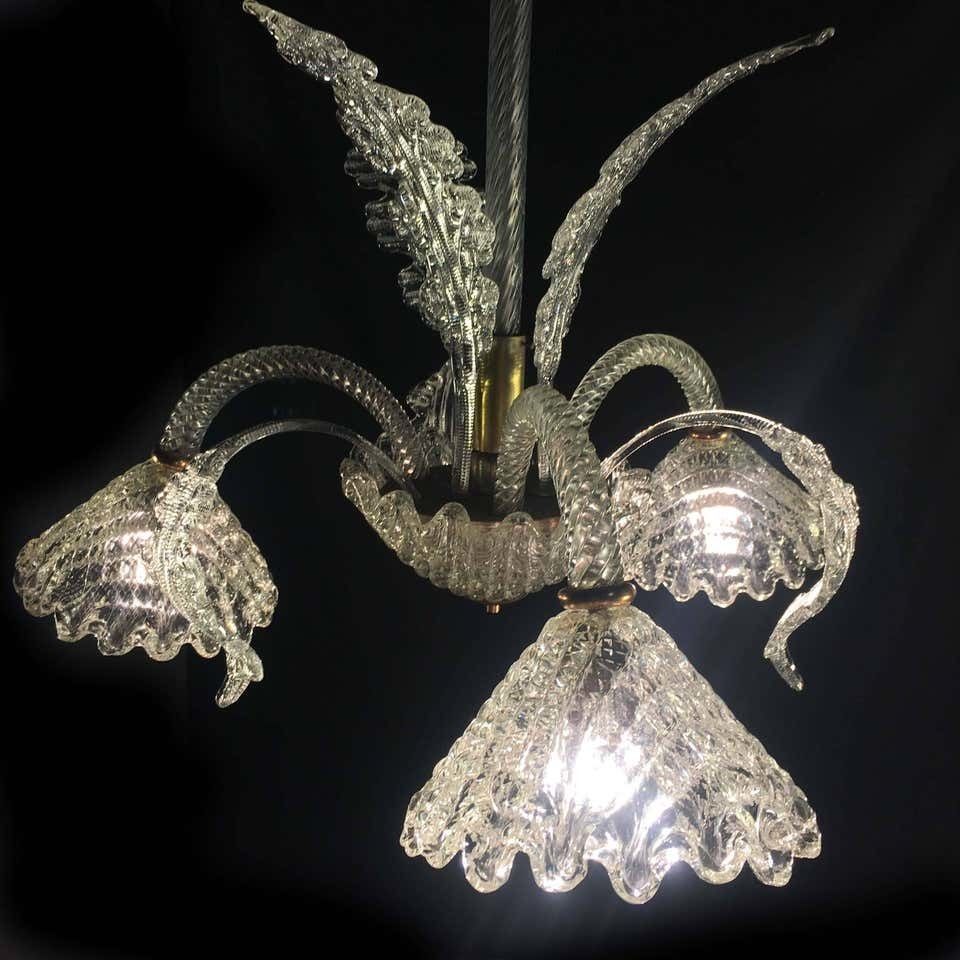 photo vinterior Italian Chandelier By Ercole Barovier, Murano, 1940