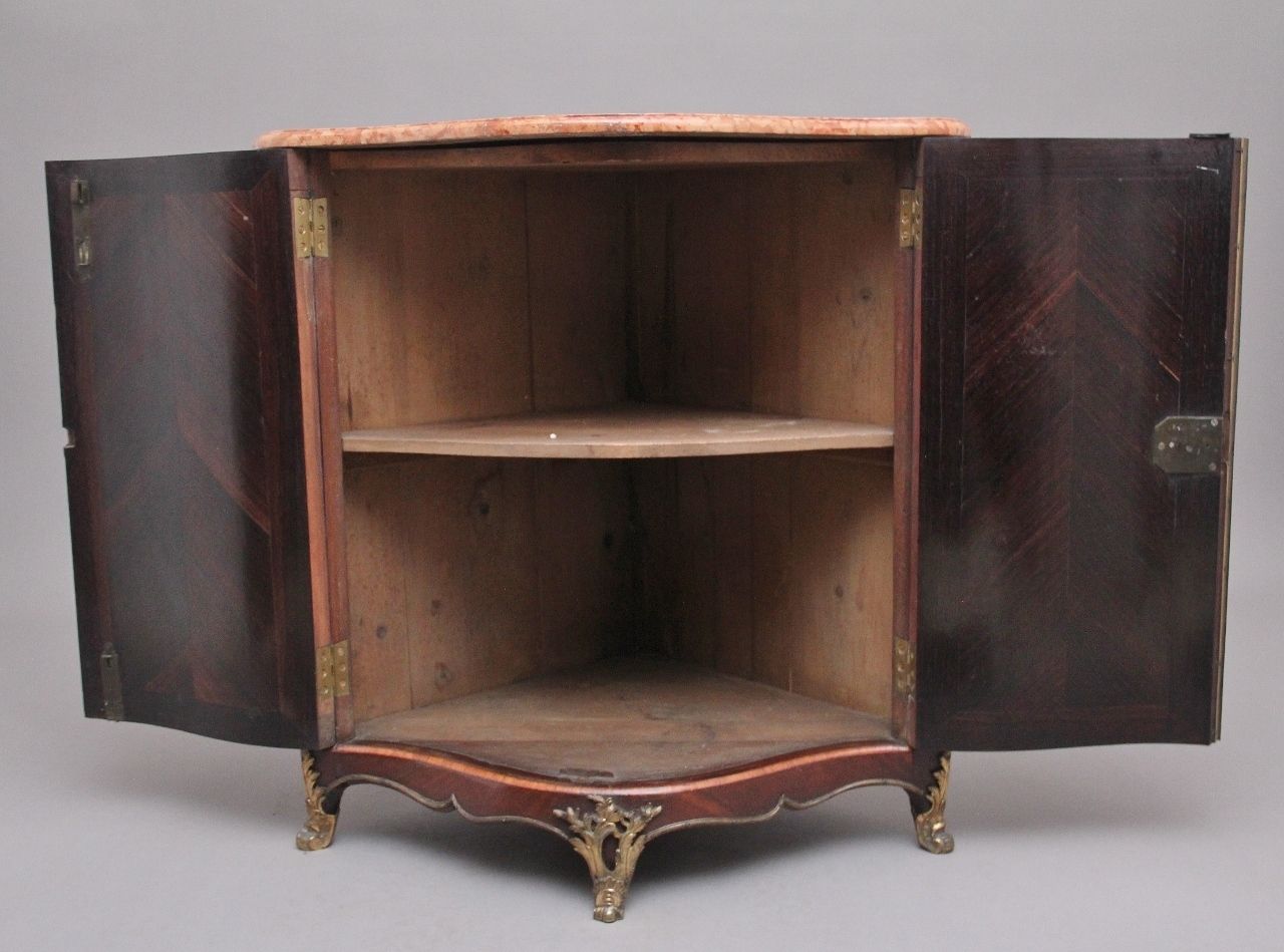 18th Century French Inlaid Tulipwood And Marble Top Corner Cupboard photo furniture