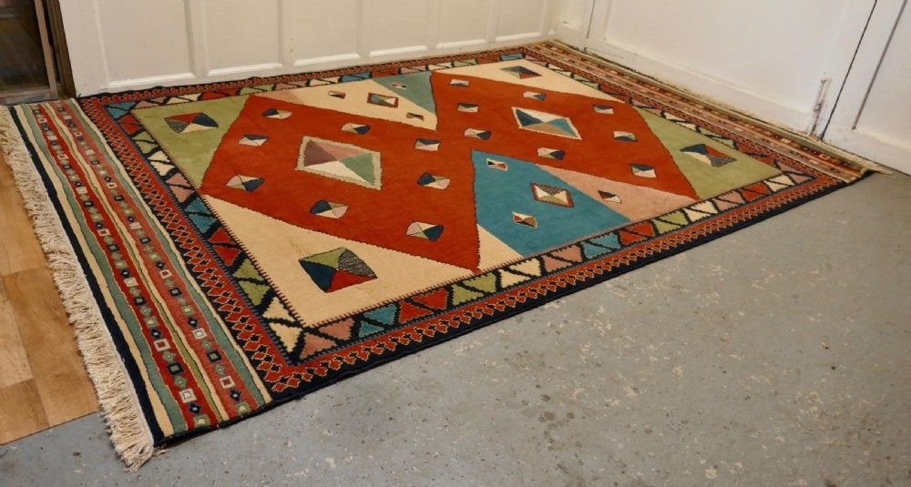 One Of A Kind Vintage Multi Coloured Retro Cubist Carpet photo vinterior