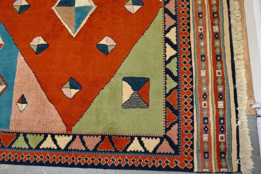 One Of A Kind Vintage Multi Coloured Retro Cubist Carpet photo buy