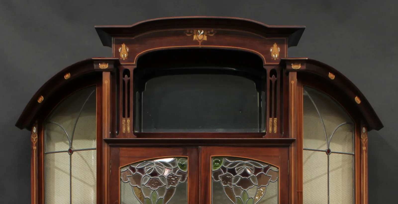 A Fine Art Nouveau Period Mahogany And Marquetry Display Cabinet photo Furniture