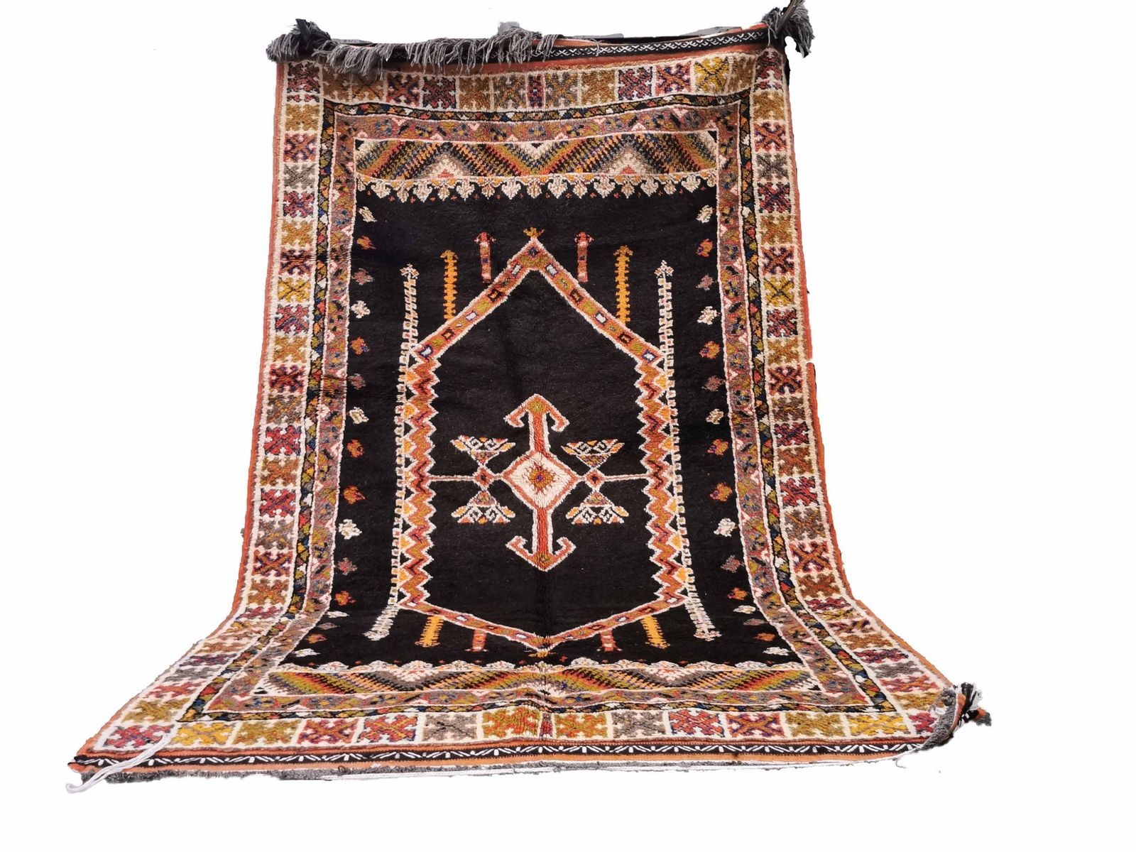 R116// Genuine Traditional Handmade Moroccan Rug. Berber Carpet. Natural Wool And Camel Hair 8.3x5ft