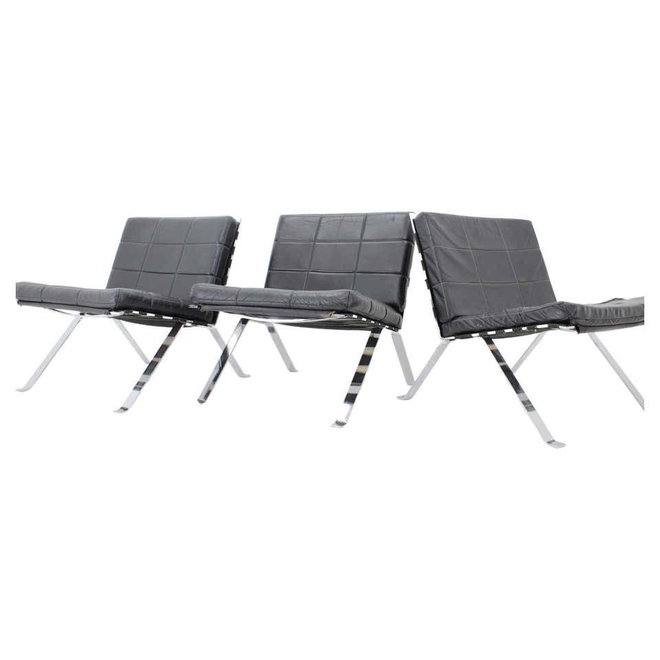 Set Of 3 Hans Eichenberger, Girsberger Leather Lounge Chairs, Switzerland 1966