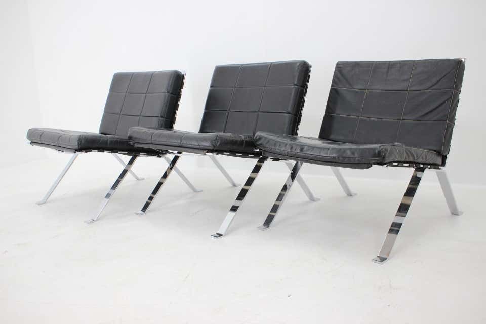 photo furniture Set Of 3 Hans Eichenberger, Girsberger Leather Lounge Chairs, Switzerland 1966