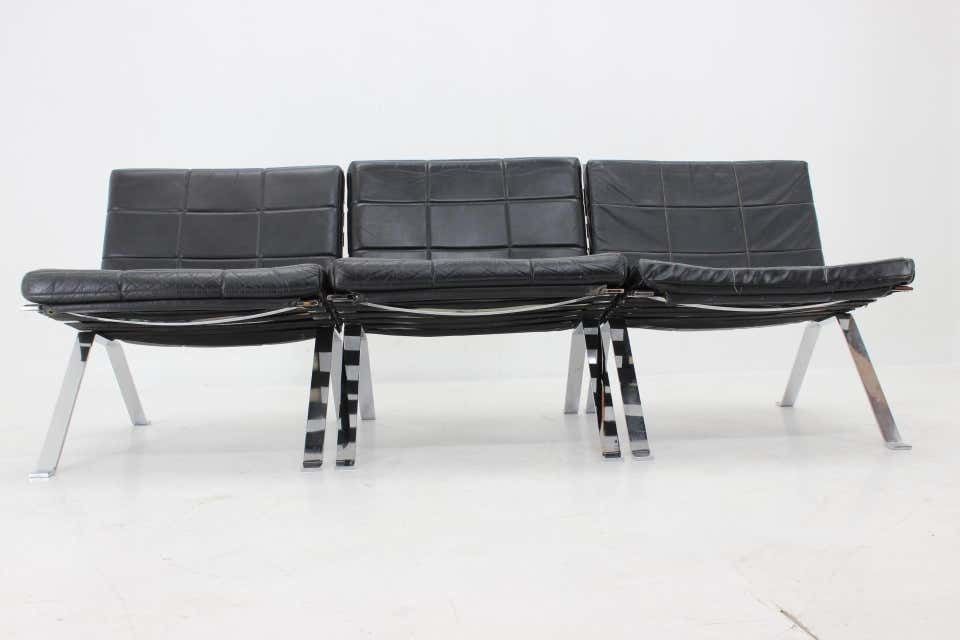 Furniture Set Of 3 Hans Eichenberger, Girsberger Leather Lounge Chairs, Switzerland 1966 photo