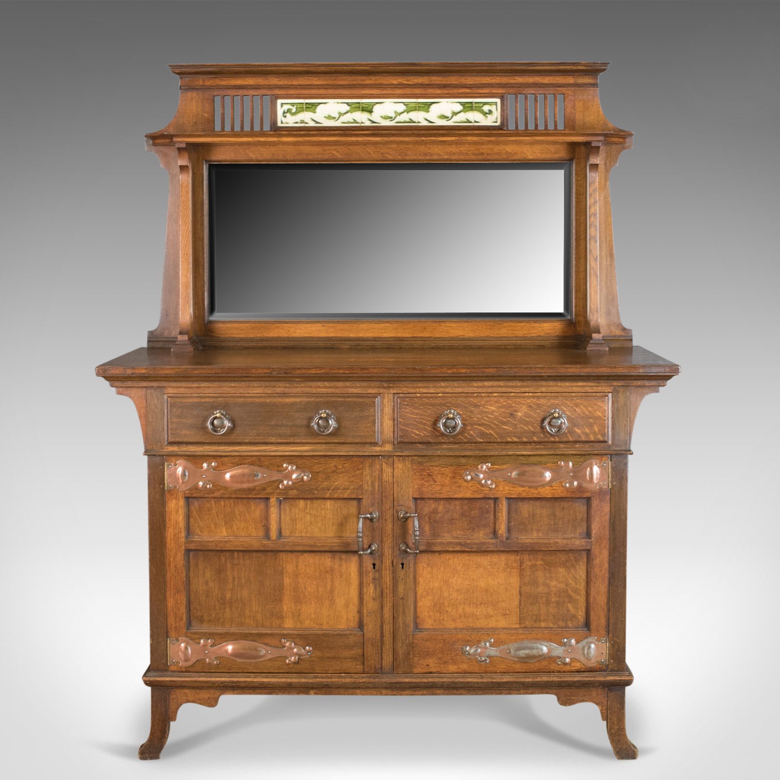 Antique Sideboard, English Oak, Arts & Crafts Cabinet, Liberty Taste, Circa 1900 photo for sale