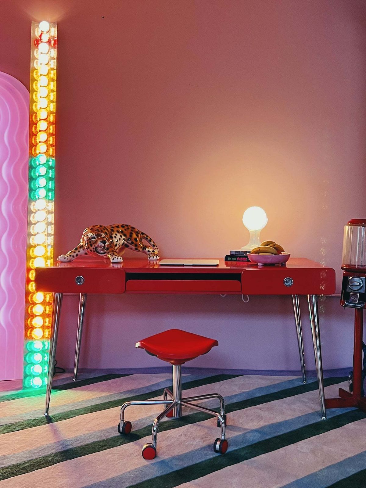 Red Lacquered 1980s Desk By Raul Barbieri