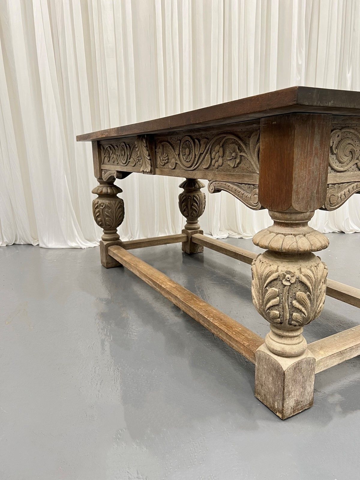 Antique Oak Plank Top Rectangular Dining Table photo for sale