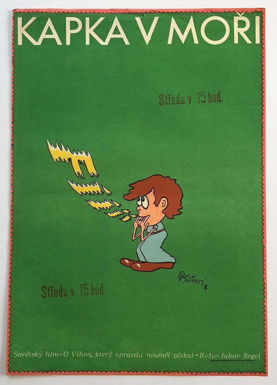 Original Film Poster, Waterdrop In The Sea, Vratislav Hlavatý, 1974, Genuine Czech Vintage Print