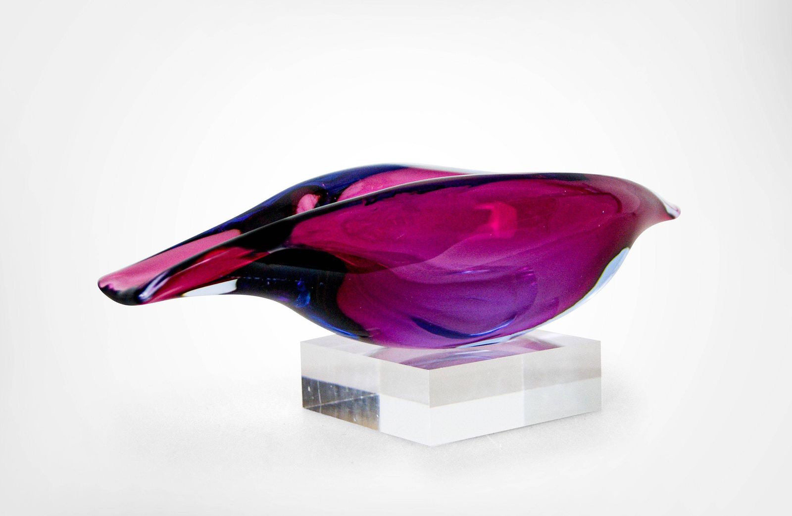 Mid Century Murano Sommerso Glass Fish Sculptural Bowl Flavio Poli Attr. photo 450.0