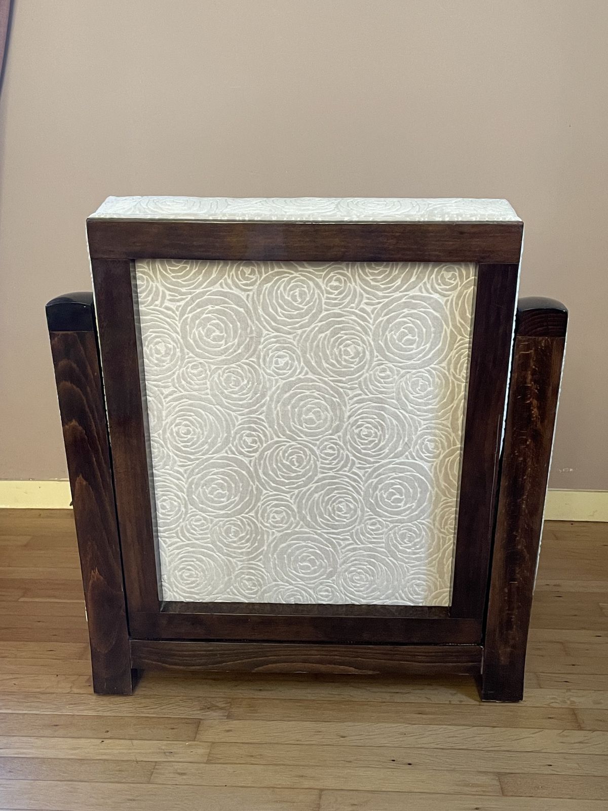 Rosewood Tinted Art Deco Armchair With Ivory Colored Velvet photo furniture