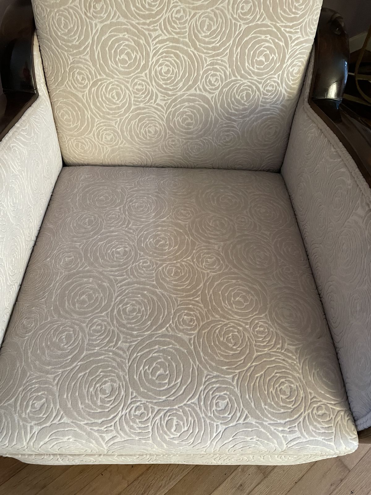 Furniture Rosewood Tinted Art Deco Armchair With Ivory Colored Velvet photo