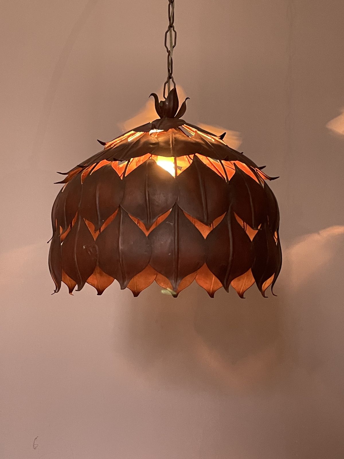 Vintage Metal Chandelier With Leaf Motifs By Hans Kogl photo vinterior