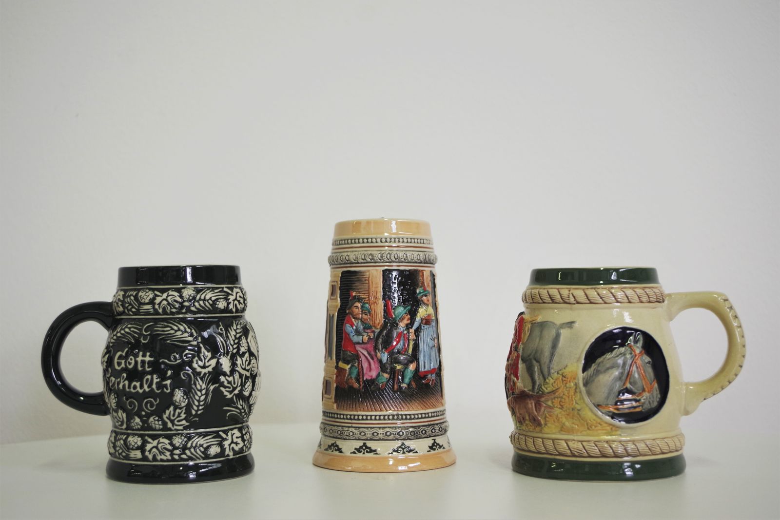 Porcelain Beer Mugs, 1980s, Set Of 3 photo for sale