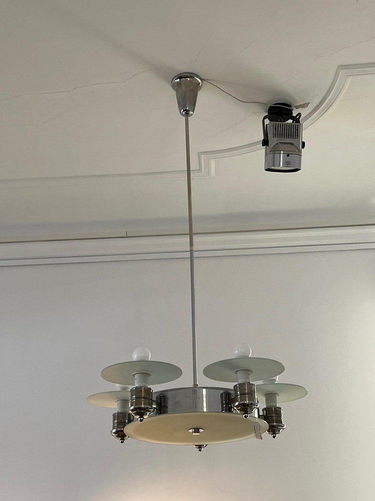 Large Art Deco Pendant Light In Factory Design From Napako, Czechoslovakia, 1930s photo furniture