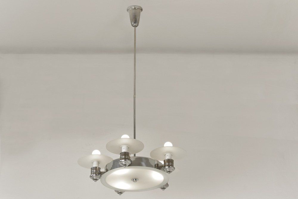 2799.0 Large Art Deco Pendant Light In Factory Design From Napako, Czechoslovakia, 1930s photo
