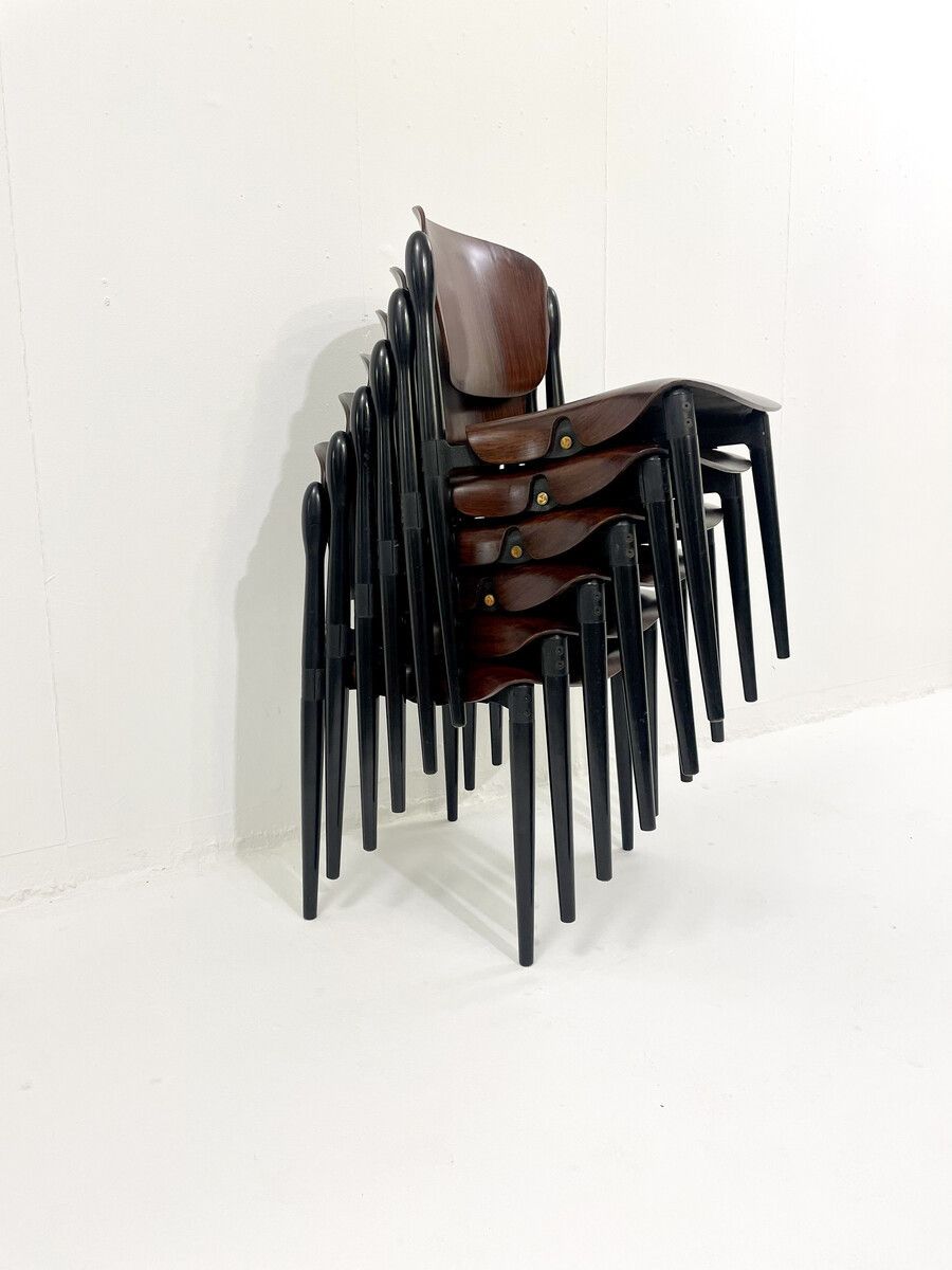 Set Of 6 Mid Century "S83" Chairs By Eugenio Gerli For Tecno photo Furniture