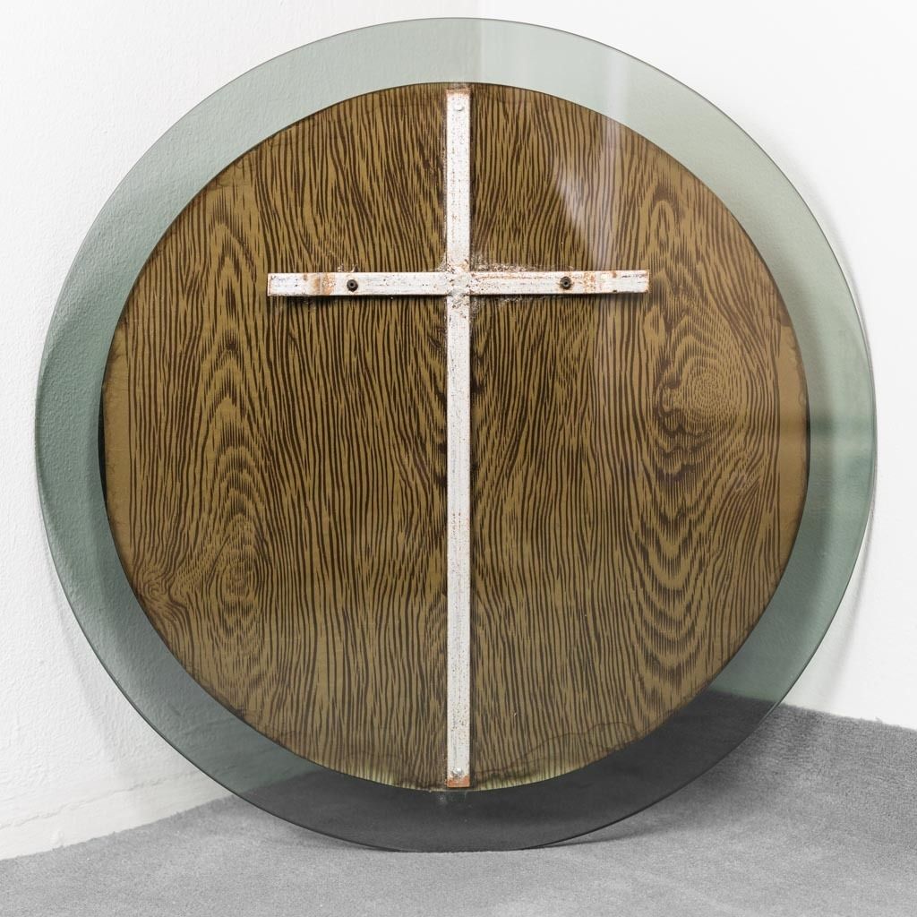 Round Glass Wall Mirror From The 70s Vintage Modern Antiques photo for sale