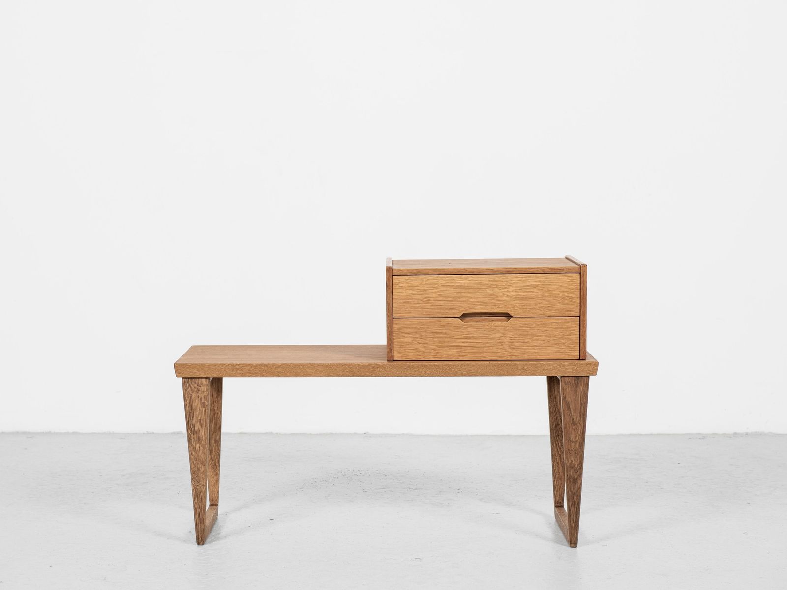 Midcentury Danish Bench And Container In Oak By Aksel Kjersgaard 1960s