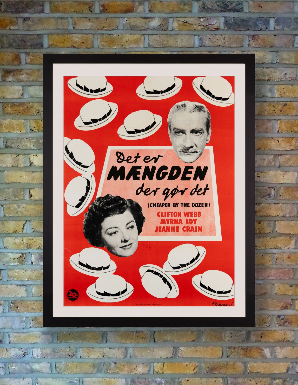'Cheaper By The Dozen' Original Vintage Film Poster, Danish, 1951 photo furniture