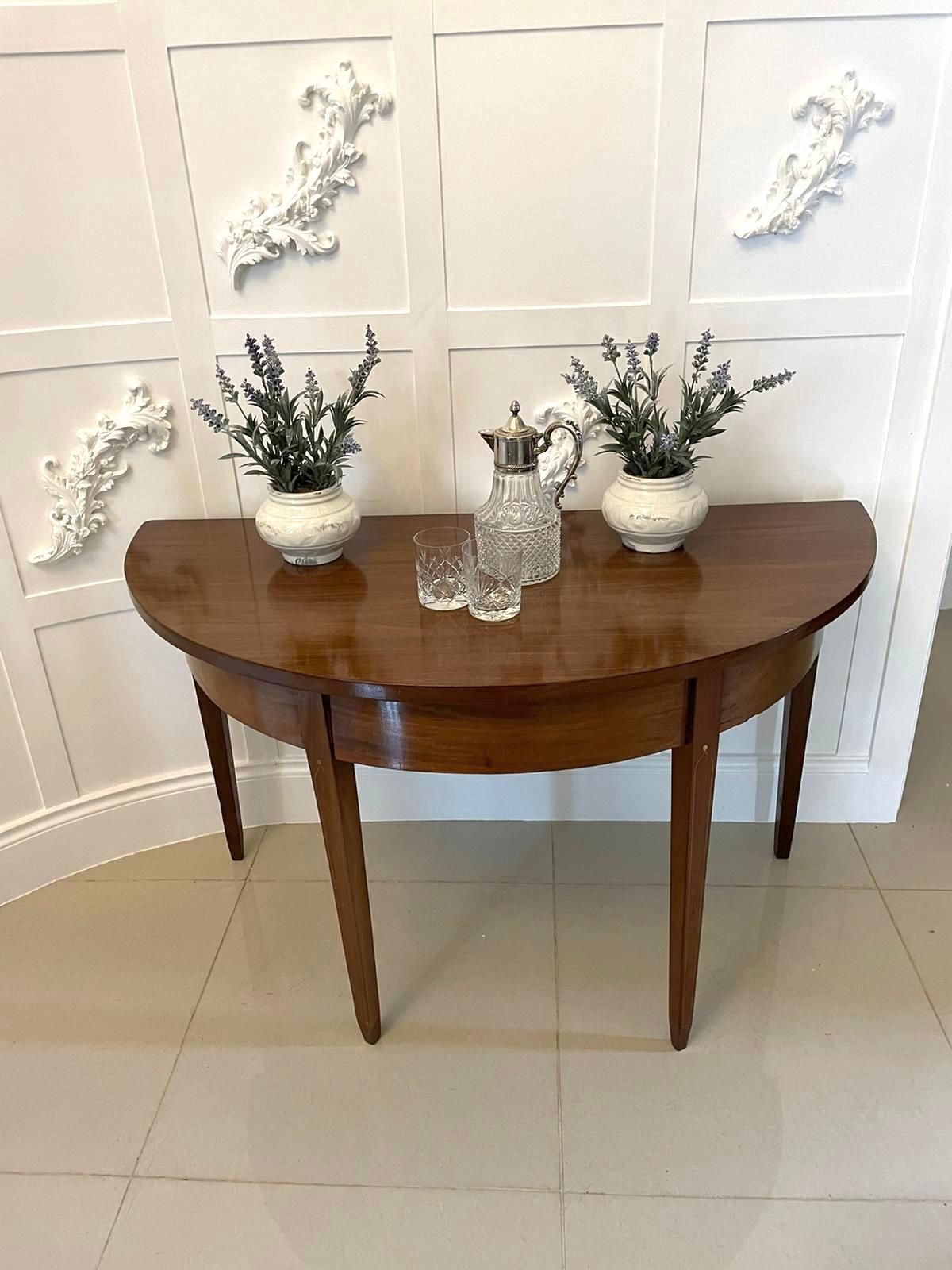 Pair Of Antique George III Quality Mahogany Demi Lune Console Tables photo buy