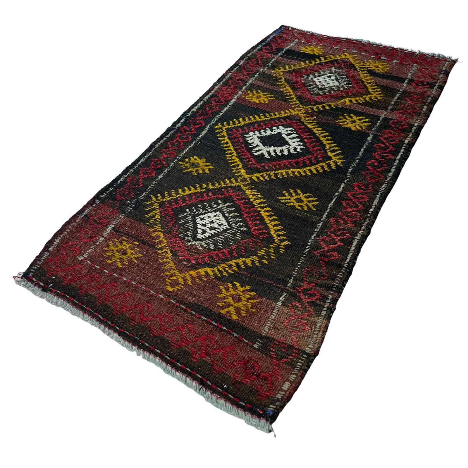 Traditional Turkish Mini Kilim Rug , Vintage Anatolian Turkish Kilim Rug , 96 X 50 Cm photo vinterior