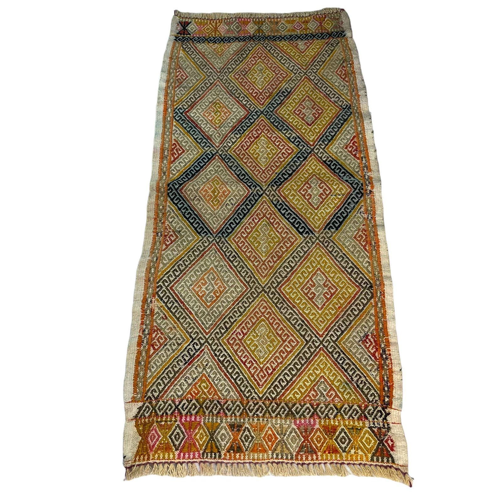 photo for sale Traditional Turkish Mini Kilim Rug , Vintage Anatolian Turkish Kilim Rug , 99 X 45 Cm