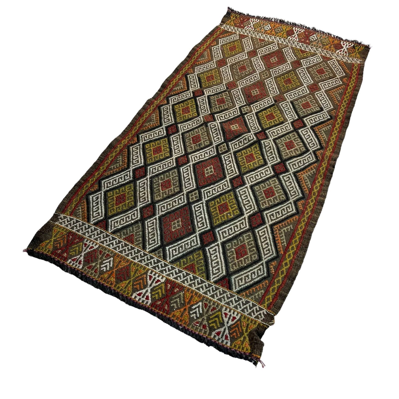 Traditioneel Turks Mini Kilimkleed, Vintage Anatolisch Turks Kilimkleed, 95 X 47 Cm photo Textiel