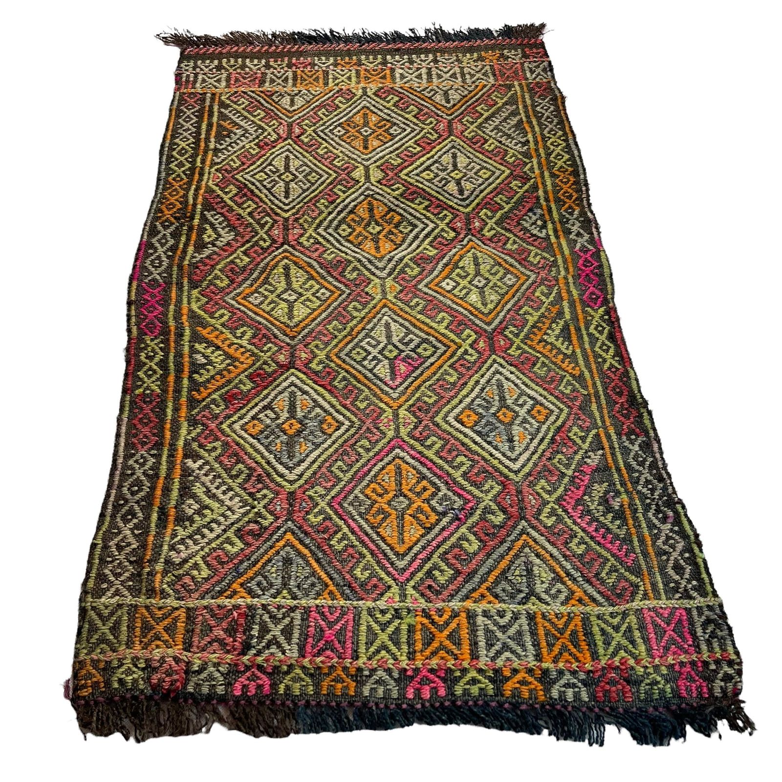 Traditioneel Turks Mini Kilimkleed, Vintage Anatolisch Turks Kilimkleed, 90 X 52 Cm