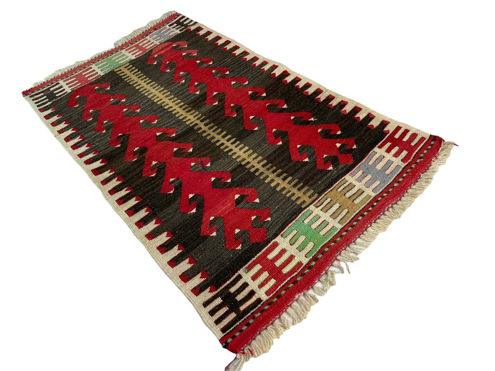 Traditional Turkish Mini Kilim Rug , Vintage Anatolian Turkish Kilim Rug , 88 X 54 Cm photo buy