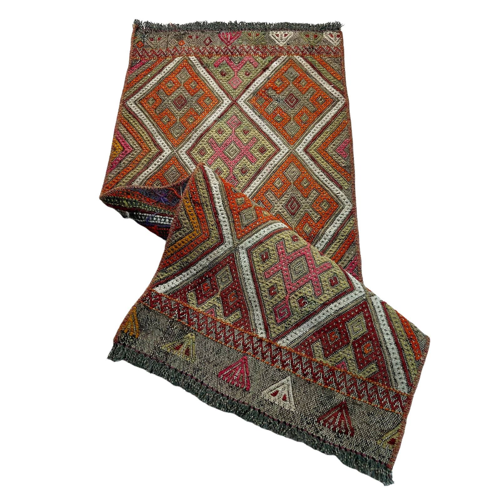 Traditional Turkish Mini Kilim Rug , Vintage Anatolian Turkish Kilim Rug , 94 X 40 Cm photo for sale