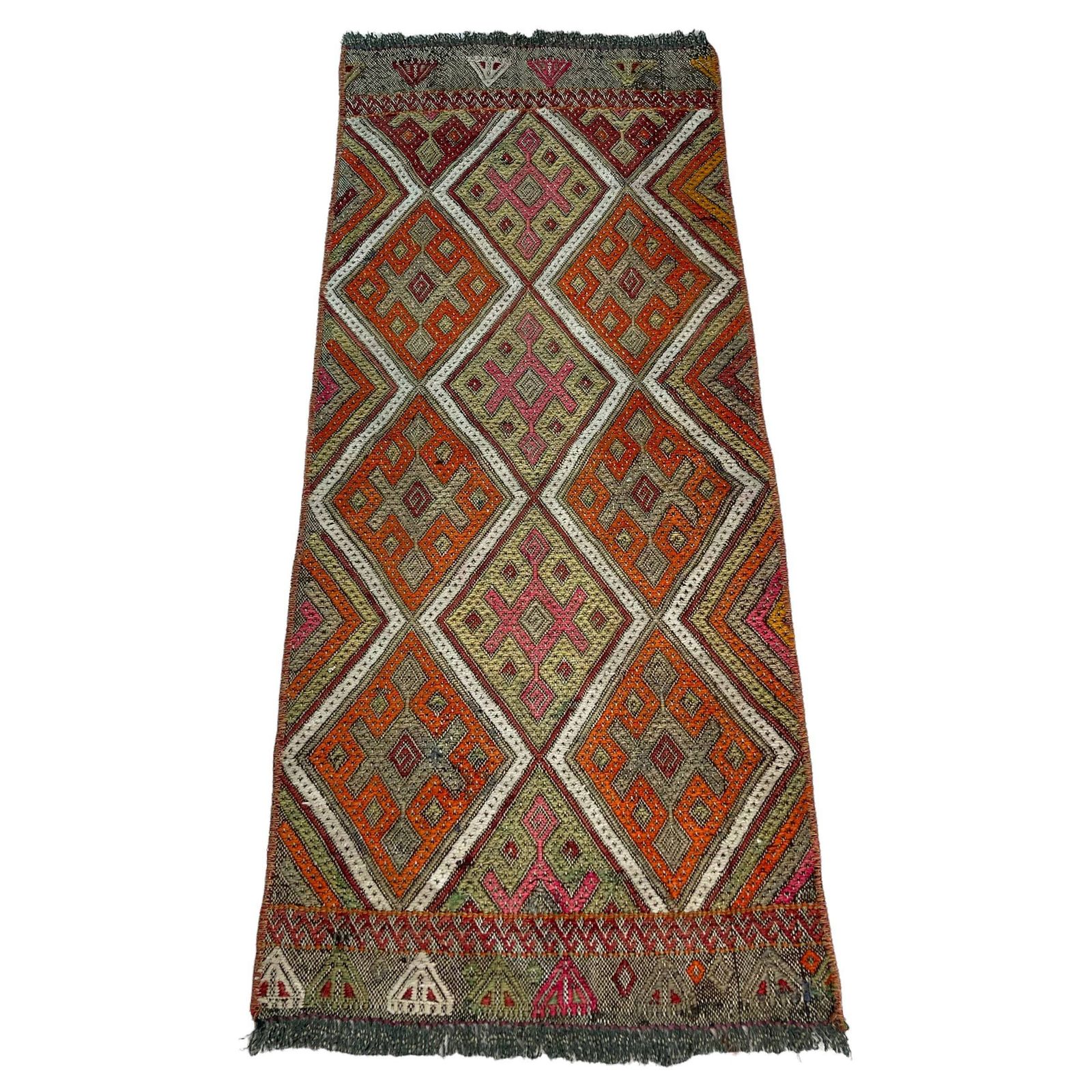 photo furniture Traditioneel Turks Mini Kilimkleed, Vintage Anatolisch Turks Kilimkleed, 94 X 40 Cm