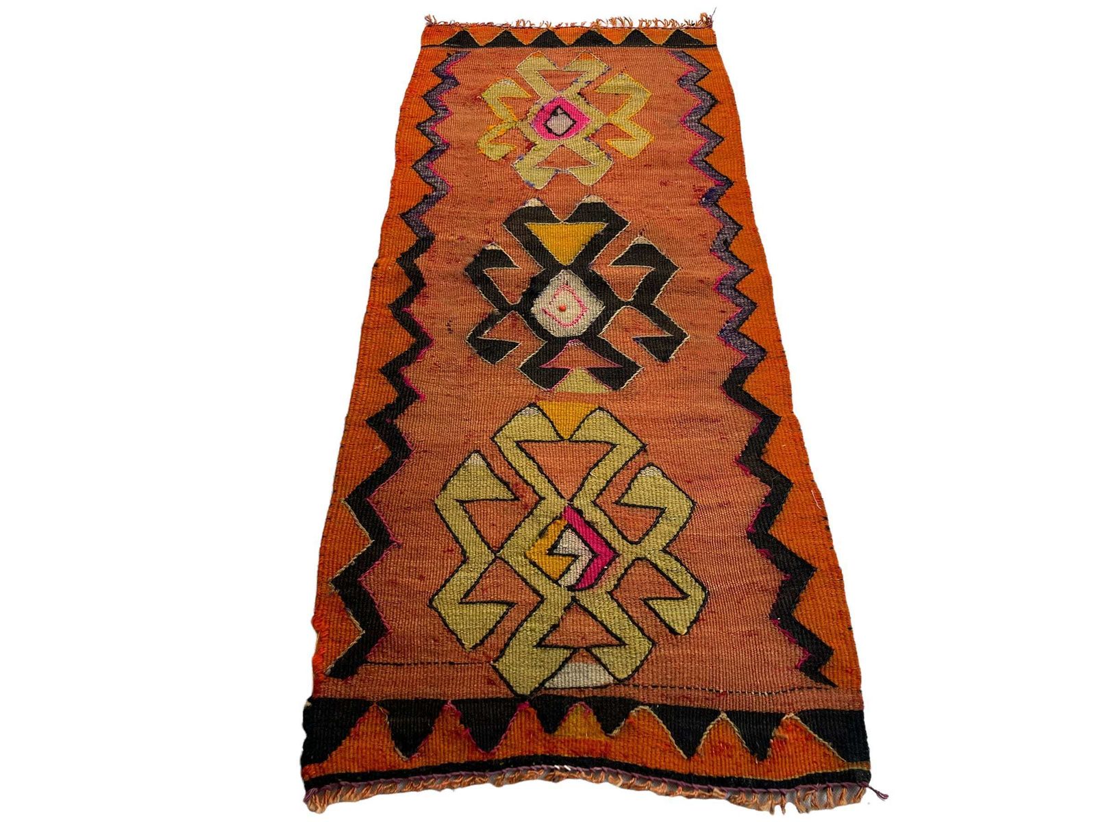 Traditioneel Turks Mini Kilimkleed, Vintage Anatolisch Turks Kilimkleed, 102 X 43 Cm