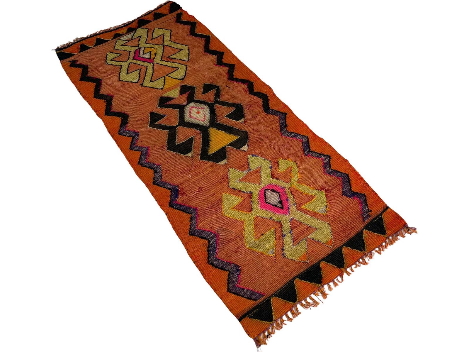 Traditional Turkish Mini Kilim Rug , Vintage Anatolian Turkish Kilim Rug , 102 X 43 Cm photo buy
