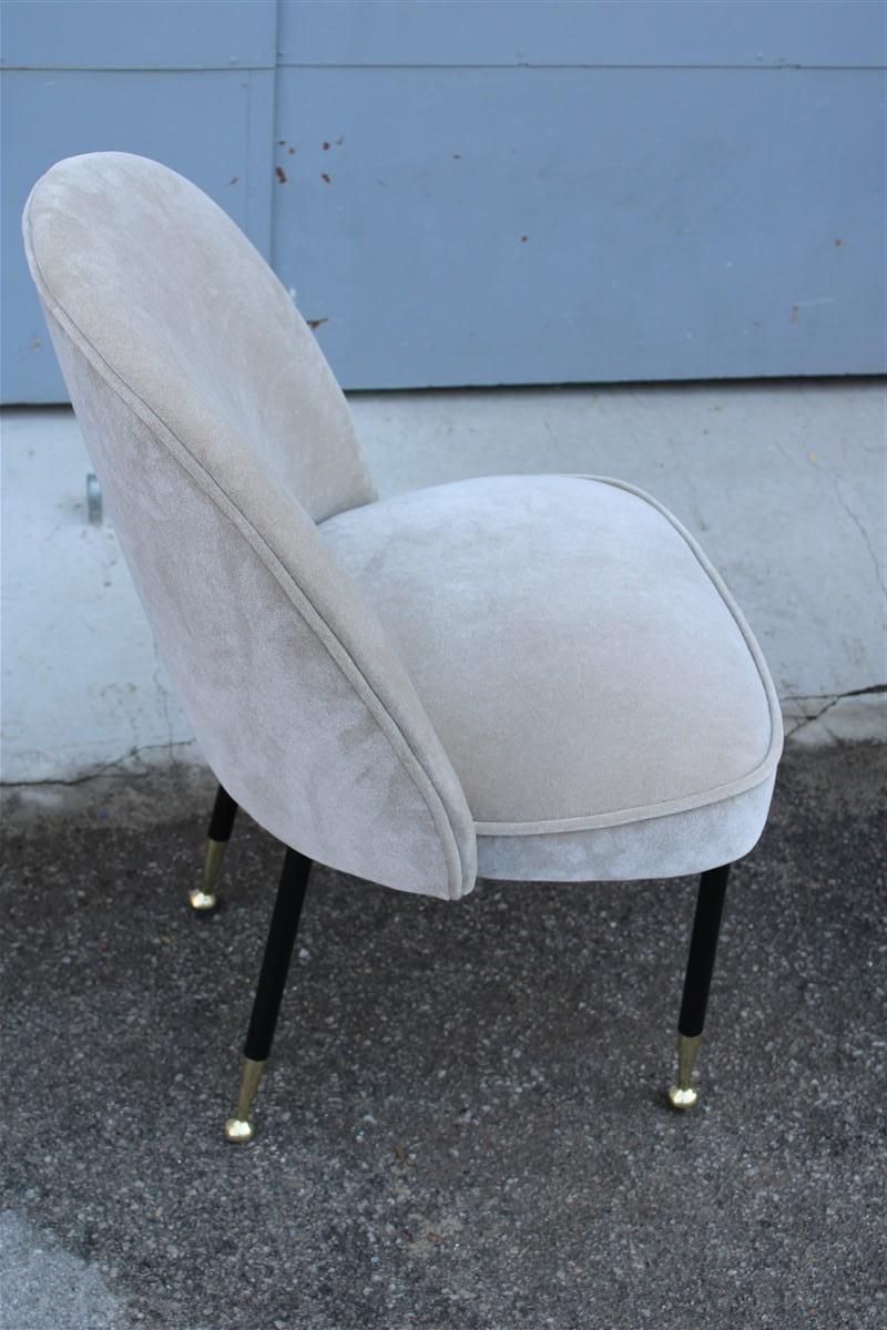 Pair Mid Century Italian Chairs Light Gray Velvet Metal Brass Rinaldi Gastone photo buy