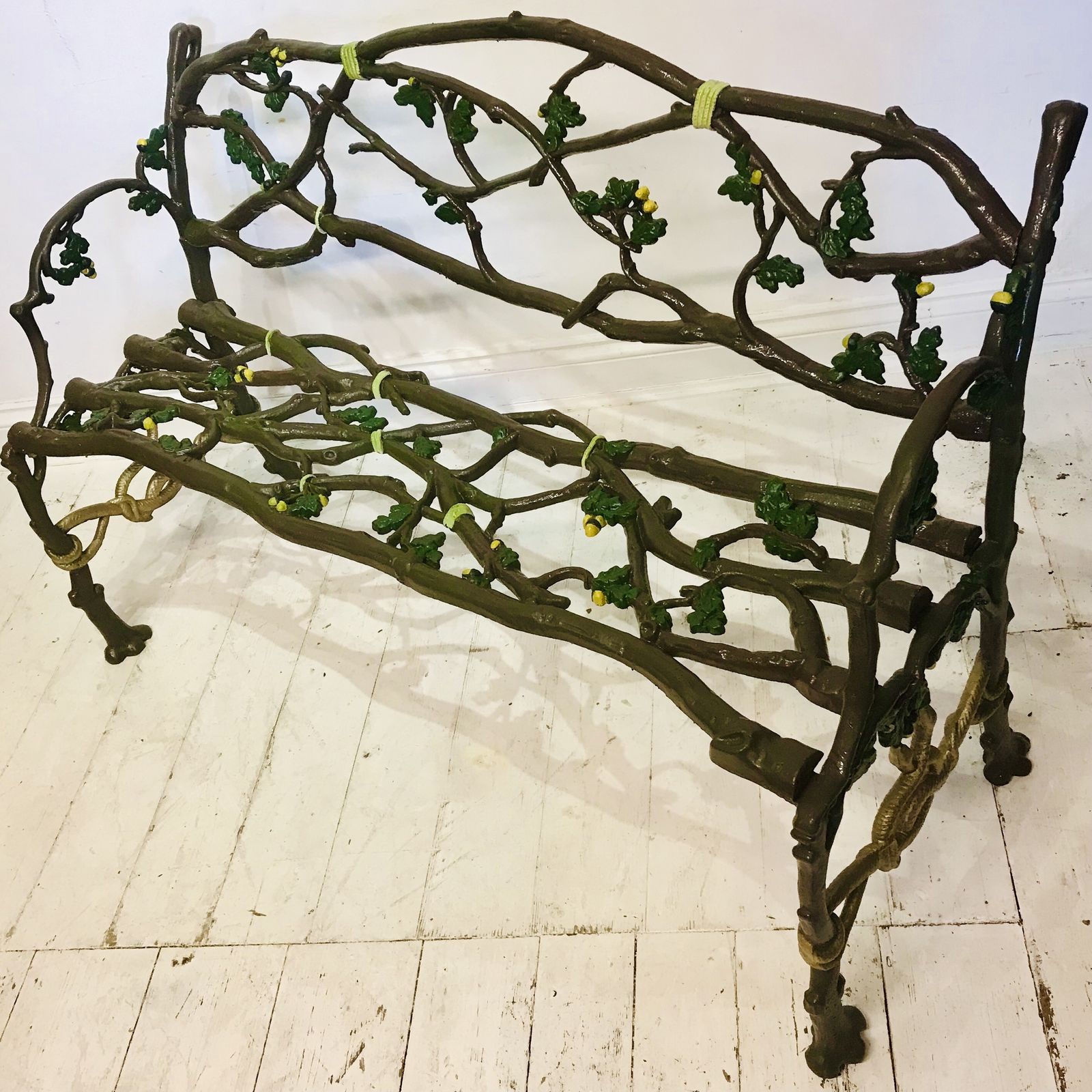 Victorian Cast Iron Serpent And Twig Pattern Garden Seat Or Bench, Circa 1860 photo for sale