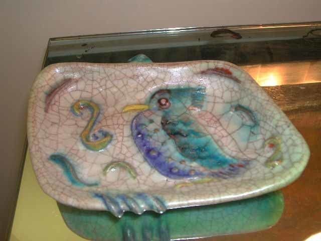 Mid Century Modern Dish In Crackle Glaze By Marcello Fantoni photo Home Decor